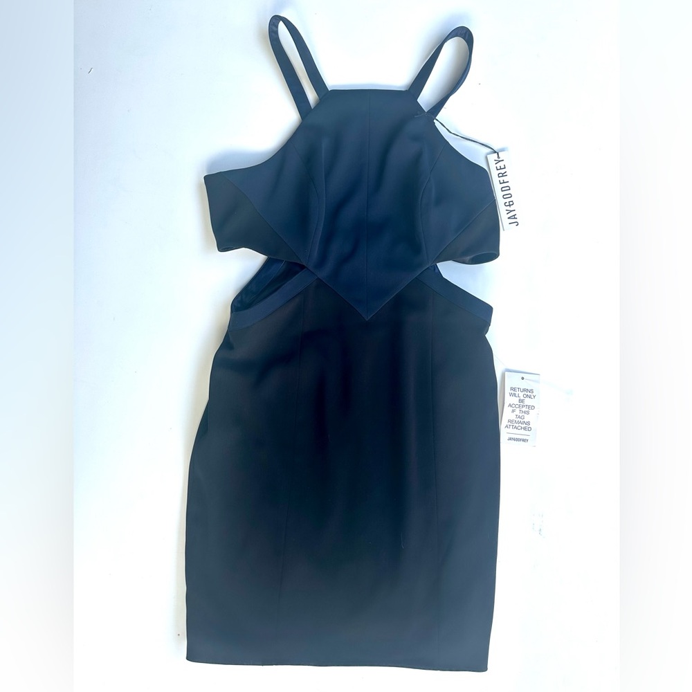 NWT JAYGODFREY Walker Side Cutout Square Neck Sheath Mini Backless Dress 10 - Picture 7 of 16